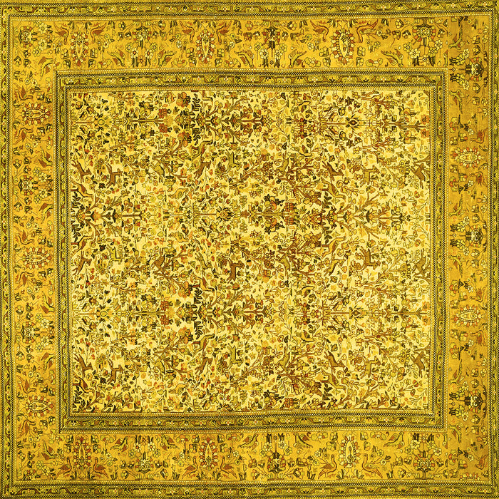 Square Machine Washable Persian Yellow Traditional Rug, wshtr529yw