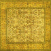 Square Machine Washable Persian Yellow Traditional Rug, wshtr529yw