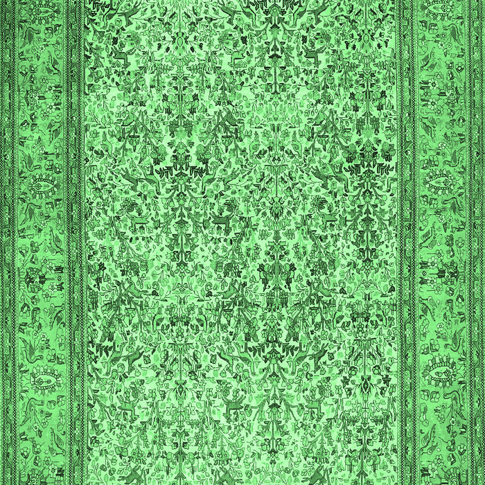 Machine Washable Persian Emerald Green Traditional Area Rugs, wshtr529emgrn