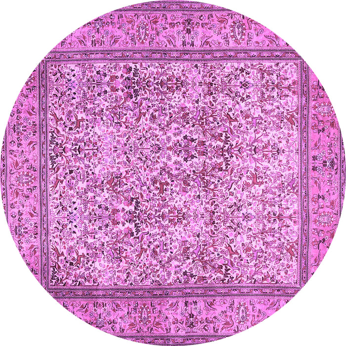 Round Machine Washable Persian Purple Traditional Area Rugs, wshtr529pur