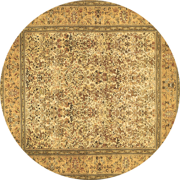 Round Machine Washable Persian Brown Traditional Rug, wshtr529brn