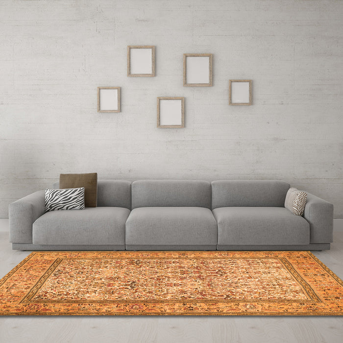 Machine Washable Persian Orange Traditional Area Rugs in a Living Room, wshtr529org