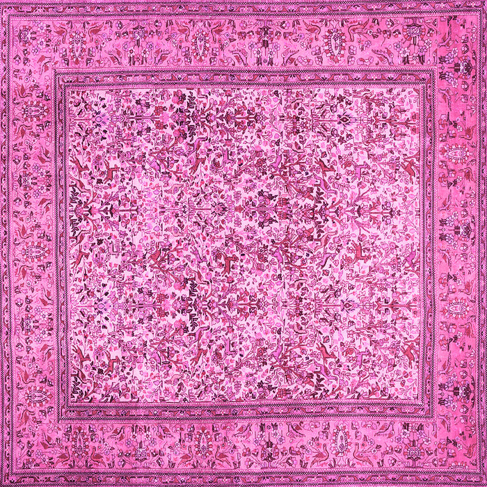 Square Machine Washable Persian Pink Traditional Rug, wshtr529pnk