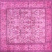 Square Machine Washable Persian Pink Traditional Rug, wshtr529pnk
