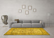 Machine Washable Persian Yellow Traditional Rug in a Living Room, wshtr529yw