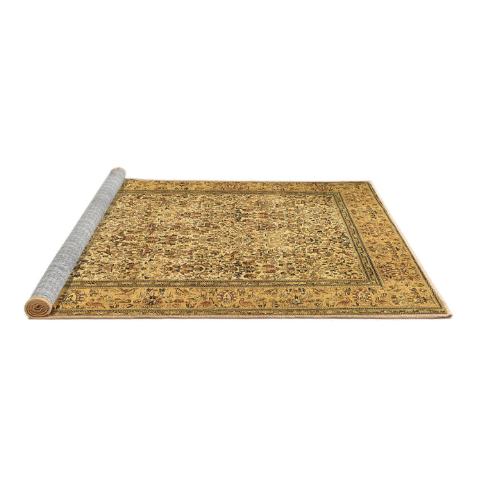 Sideview of Machine Washable Persian Brown Traditional Rug, wshtr529brn