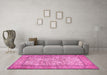 Machine Washable Persian Pink Traditional Rug in a Living Room, wshtr529pnk