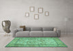 Machine Washable Persian Turquoise Traditional Area Rugs in a Living Room,, wshtr529turq