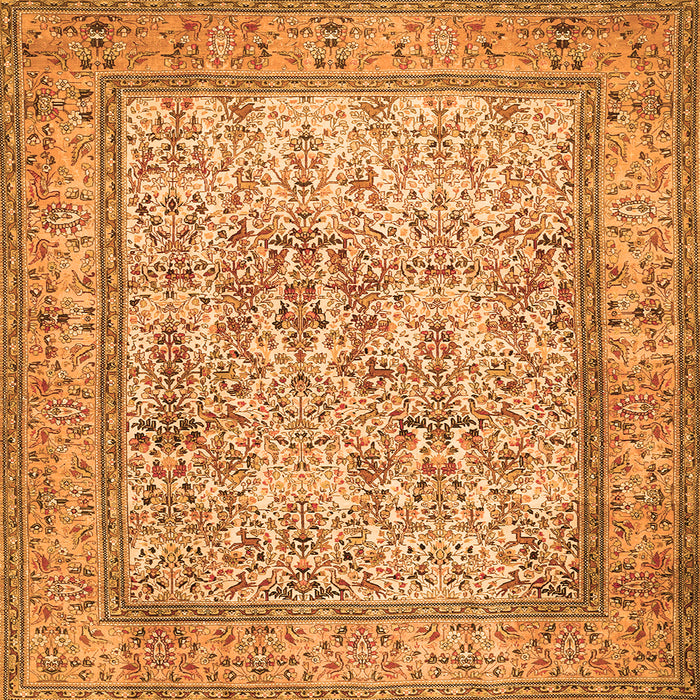 Round Machine Washable Persian Orange Traditional Area Rugs, wshtr529org