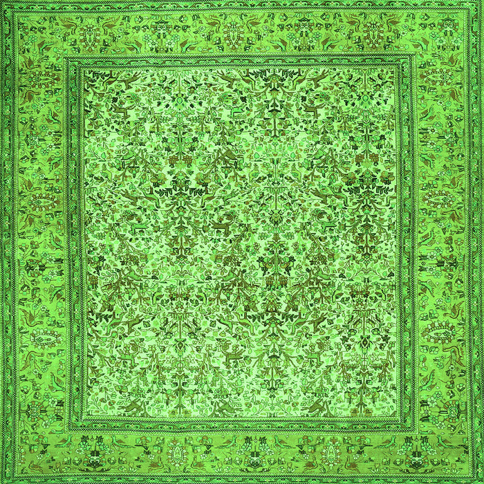 Round Machine Washable Persian Green Traditional Area Rugs, wshtr529grn