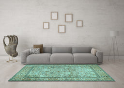 Machine Washable Persian Light Blue Traditional Rug in a Living Room, wshtr529lblu