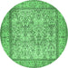 Round Persian Emerald Green Traditional Rug, tr529emgrn