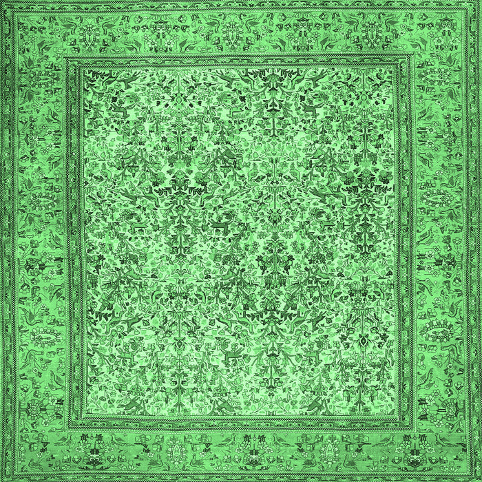 Square Persian Emerald Green Traditional Rug, tr529emgrn
