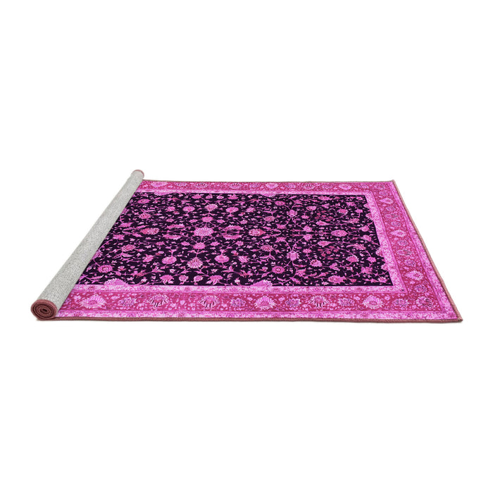Sideview of Machine Washable Persian Pink Traditional Rug, wshtr52pnk