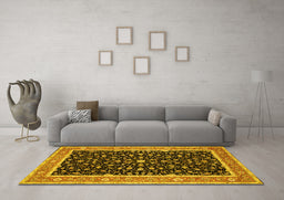 Machine Washable Persian Yellow Traditional Rug in a Living Room, wshtr52yw