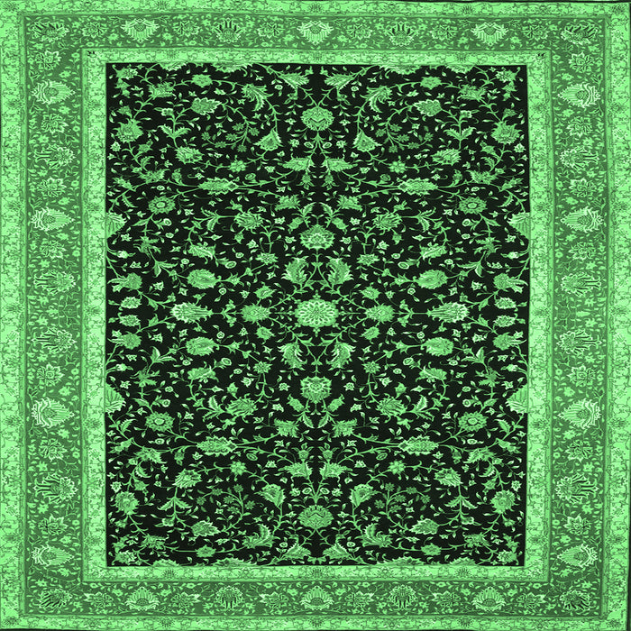 Square Machine Washable Persian Emerald Green Traditional Area Rugs, wshtr52emgrn