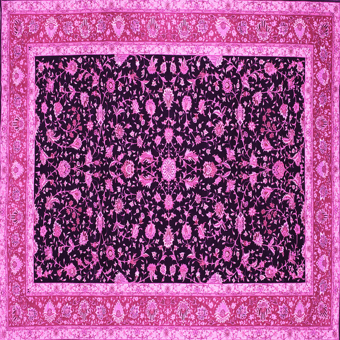 Square Machine Washable Persian Pink Traditional Rug, wshtr52pnk