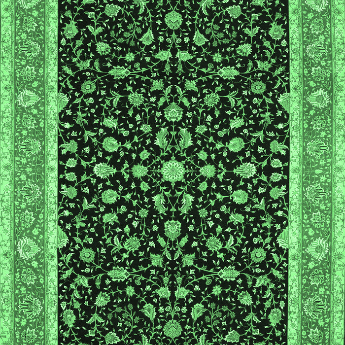 Machine Washable Persian Emerald Green Traditional Area Rugs, wshtr52emgrn