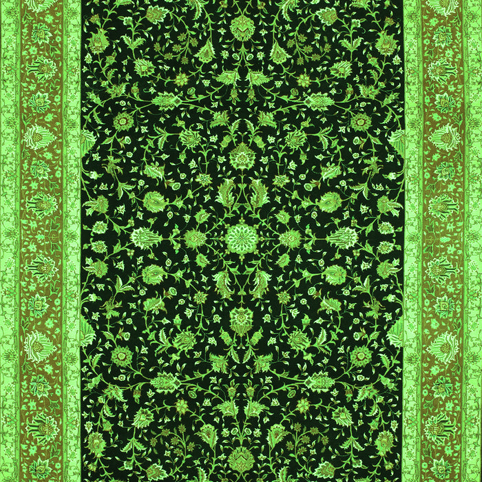 Serging Thickness of Machine Washable Persian Green Traditional Area Rugs, wshtr52grn