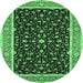 Round Persian Emerald Green Traditional Rug, tr52emgrn