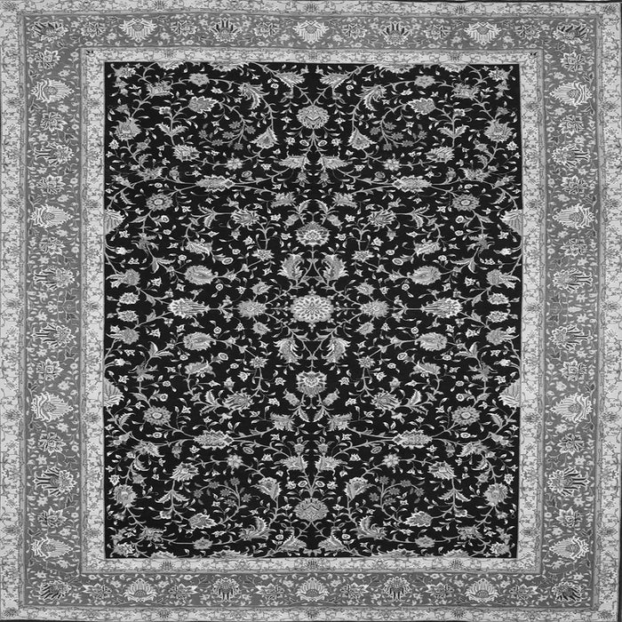 Round Machine Washable Persian Gray Traditional Rug, wshtr52gry