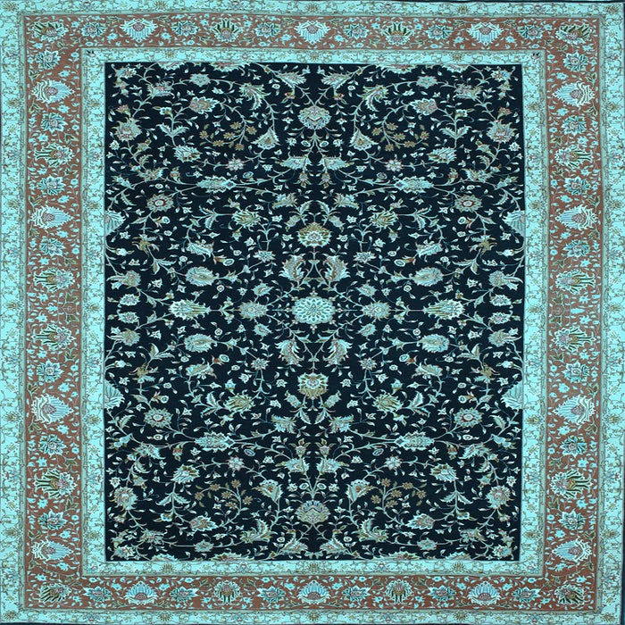 Square Machine Washable Persian Light Blue Traditional Rug, wshtr52lblu