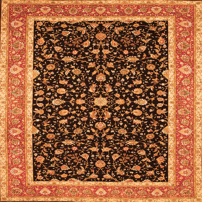 Round Machine Washable Persian Orange Traditional Area Rugs, wshtr52org