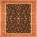 Round Machine Washable Persian Orange Traditional Area Rugs, wshtr52org