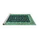 Sideview of Machine Washable Persian Turquoise Traditional Area Rugs, wshtr52turq