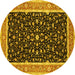 Round Persian Yellow Traditional Rug, tr52yw