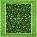 Round Machine Washable Persian Green Traditional Area Rugs, wshtr52grn