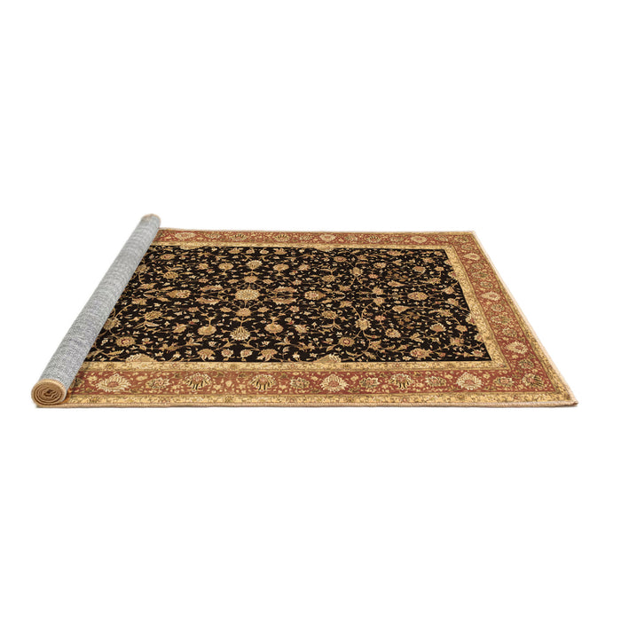 Sideview of Machine Washable Persian Brown Traditional Rug, wshtr52brn