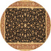 Round Machine Washable Persian Brown Traditional Rug, wshtr52brn