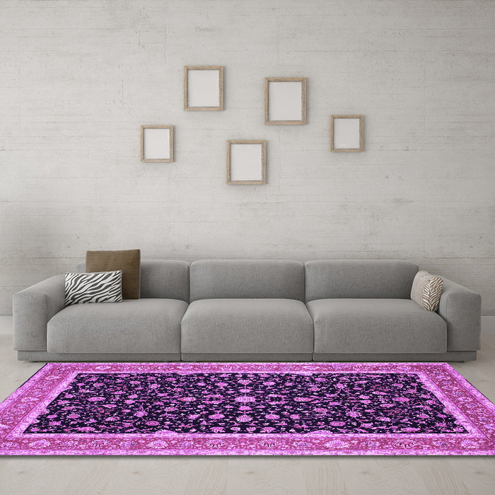Machine Washable Persian Purple Traditional Area Rugs in a Living Room, wshtr52pur