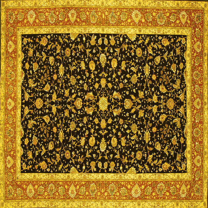 Square Machine Washable Persian Yellow Traditional Rug, wshtr52yw