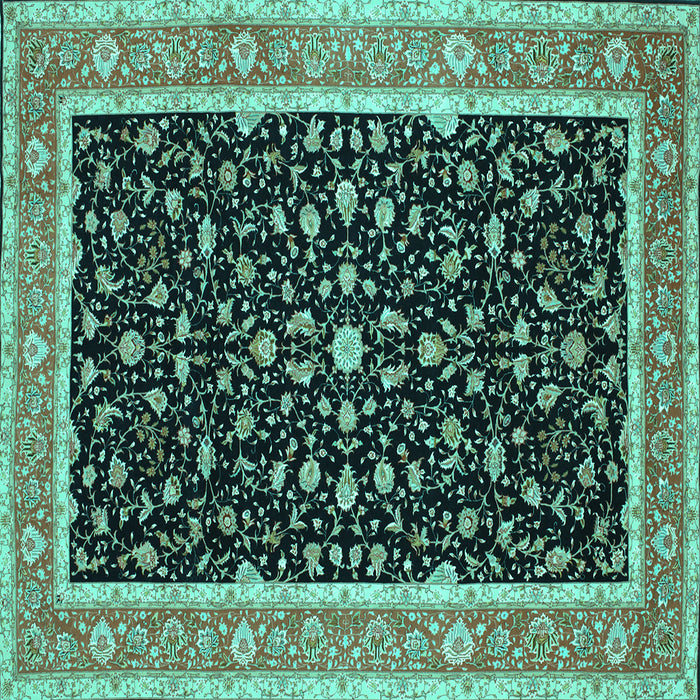 Square Machine Washable Persian Turquoise Traditional Area Rugs, wshtr52turq