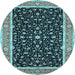 Round Machine Washable Persian Light Blue Traditional Rug, wshtr52lblu