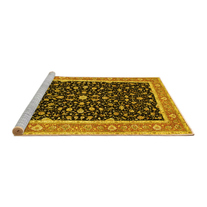 Sideview of Machine Washable Persian Yellow Traditional Rug, wshtr52yw