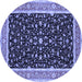 Round Machine Washable Persian Blue Traditional Rug, wshtr52blu