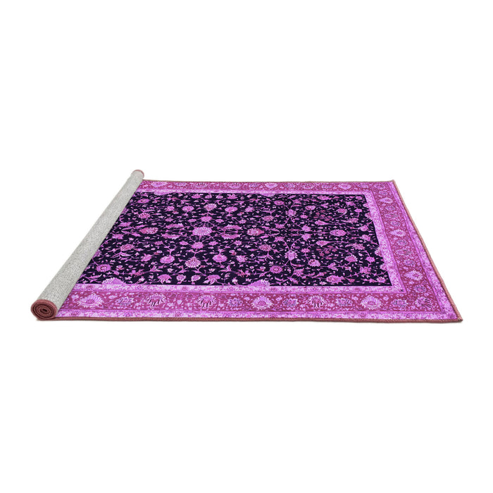 Sideview of Machine Washable Persian Purple Traditional Area Rugs, wshtr52pur