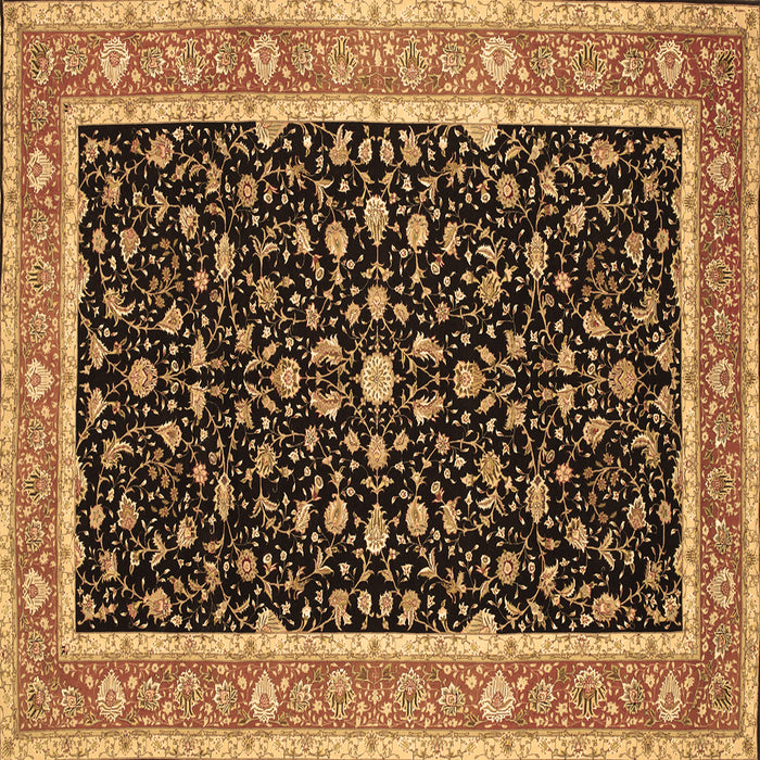 Square Machine Washable Persian Brown Traditional Rug, wshtr52brn