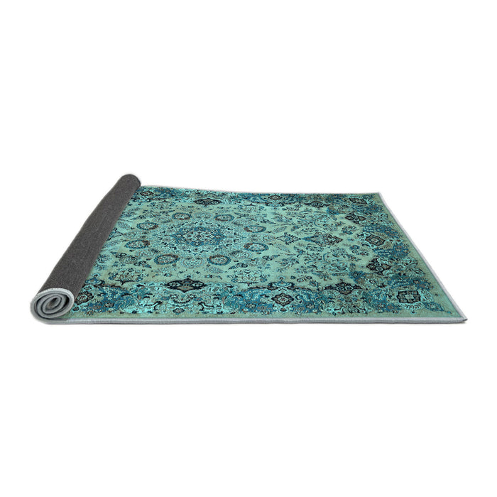 Sideview of Medallion Light Blue Traditional Rug, tr530lblu