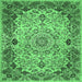 Square Machine Washable Medallion Emerald Green Traditional Area Rugs, wshtr530emgrn