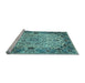 Sideview of Machine Washable Medallion Light Blue Traditional Rug, wshtr530lblu