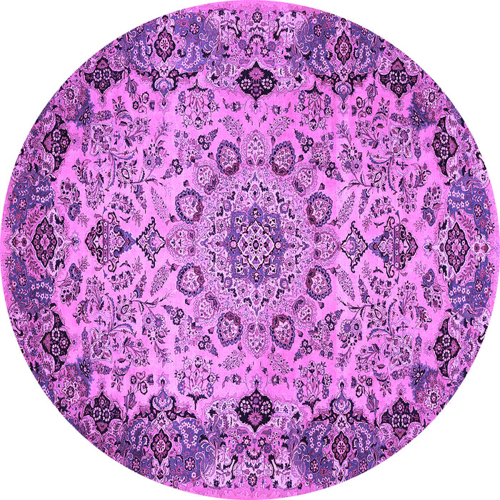 Round Medallion Purple Traditional Rug, tr530pur