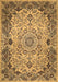 Machine Washable Medallion Brown Traditional Rug, wshtr530brn