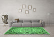 Machine Washable Medallion Emerald Green Traditional Area Rugs in a Living Room,, wshtr530emgrn