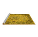 Sideview of Machine Washable Medallion Yellow Traditional Rug, wshtr530yw