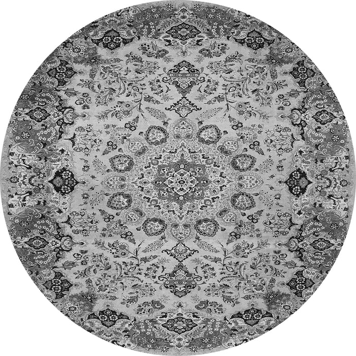 Machine Washable Medallion Gray Traditional Rug, wshtr530gry