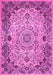 Machine Washable Medallion Pink Traditional Rug, wshtr530pnk